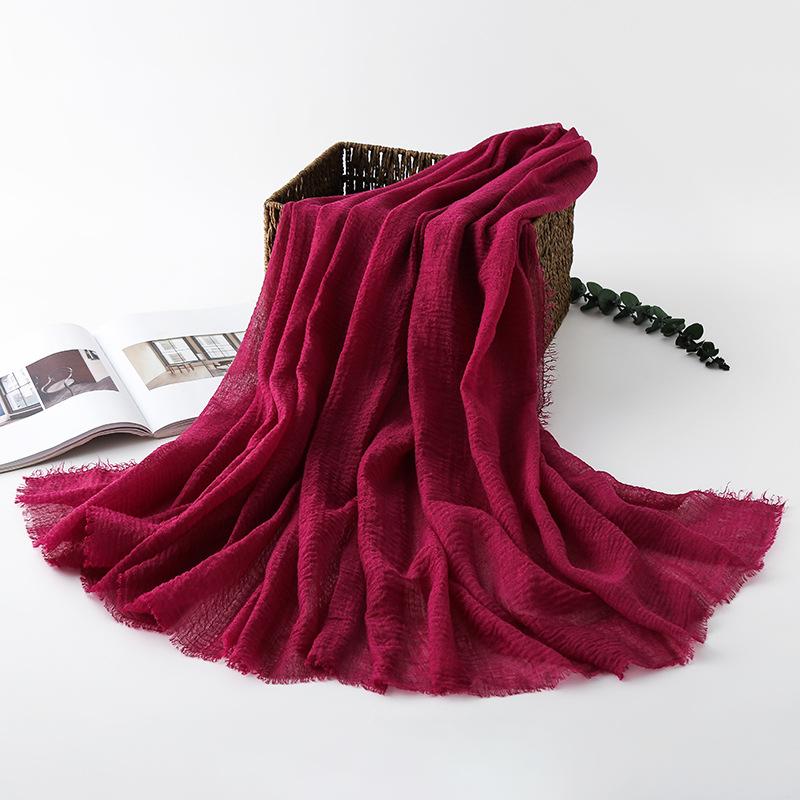 Women Cotton Linen Scarf Autumn Lady Solid Color Long Scarves Soft Thin Plain Shawl Foulard Viscose Wrap Shawls New Summer