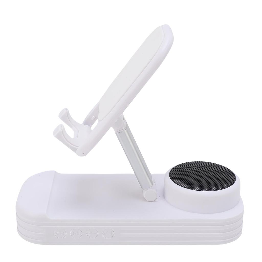Suport pentru telefon mobil cu difuzor Bluetooth wireless, suport pentru telefon cu sunet HD, pliabil pentru uz casnic, alb
