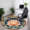 1pc Lotus Mandala Office Round Area Rug, Indoor Mat Suitable For Office, Under Office Chairs Bedroom Living Room Home Decor, Room Deco