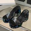 Fashion Women Shoes Sexy 13CM Super High Heels Wedges Slippers for Women Sequined Thick Bottom Open Toe Party Dress Shoe Platform Sandal