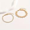 Women Fashion Bohemian Gold Wheat Chain Pearl Layered Bracelet Set