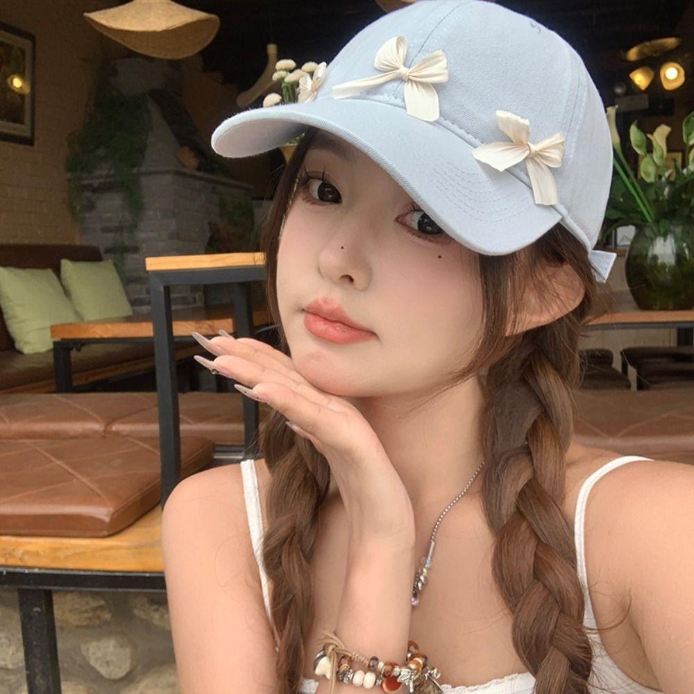 Baseball Hat Bowknot Baseball Hat Korean Style Sun Hat Versatile Ribbon Bow Baseball Cap  Men