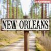 2D Flat, Vintage New Orleans Metal Sign - 40.64x10.16cm Aluminum Wall Decor with Distressed White Finish & Black Lettering, Weather-Resistant Indoor/O