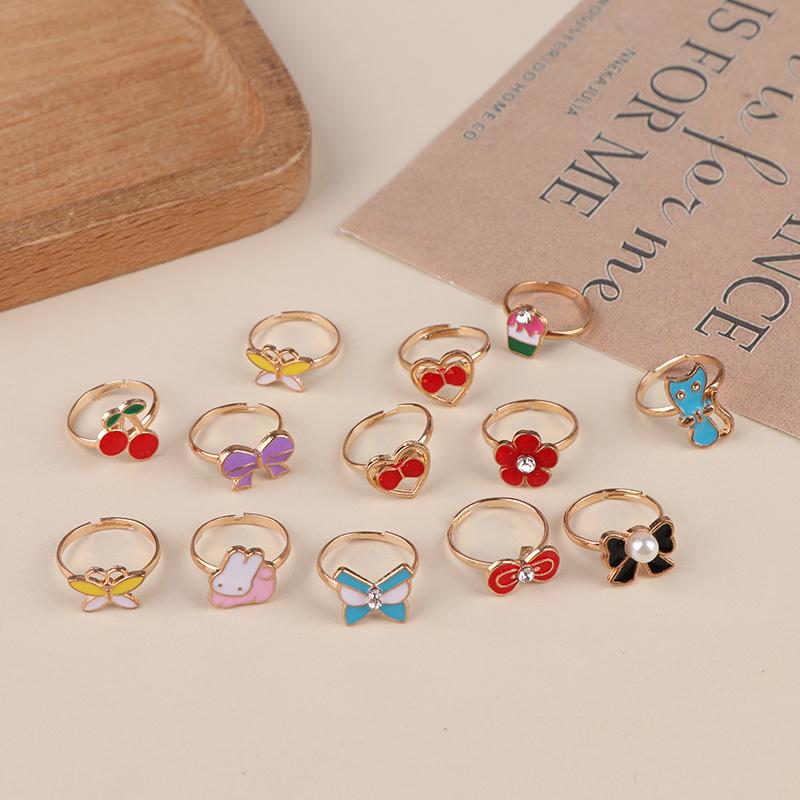36Pcs Children Rings With Box Adjustable Rings Set Little Girls Cute Colorful Rings Dress Up Kids Gifts Jewelry Toy Finger Rings