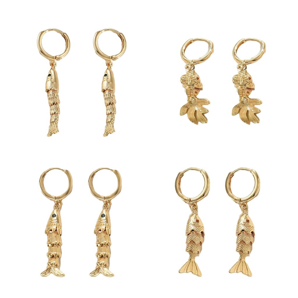 Stylish Fish Earrings Crafted from Premium Copper Unique Ear Rings Accessory Ideal for Ocean Loving Fashion Enthusiasts