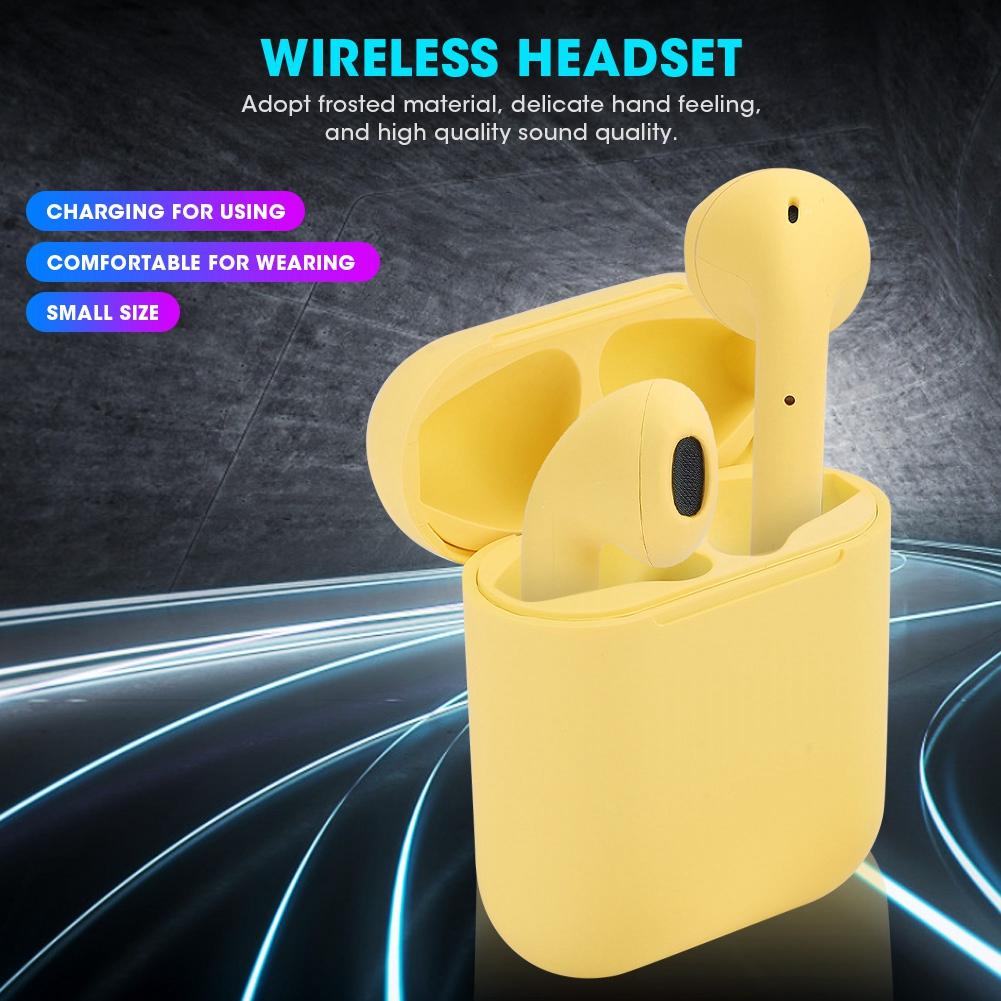 Mini Wireless Bluetooth Earphone Touch Control Stereo Sports In Ear Headphone for IOS(Yellow )