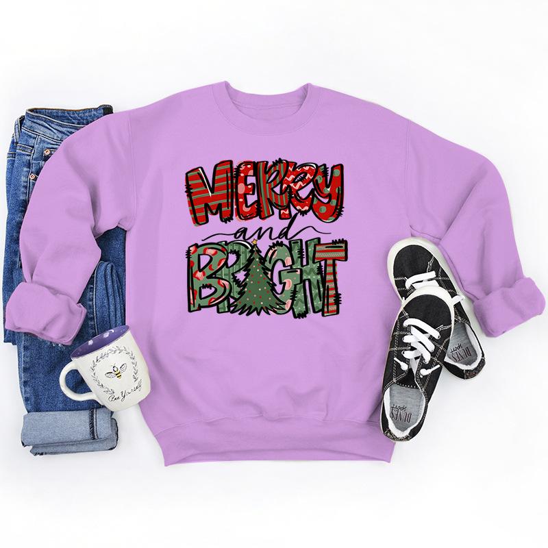 Christmas Merry And Bright Print Sweatshirts For Women