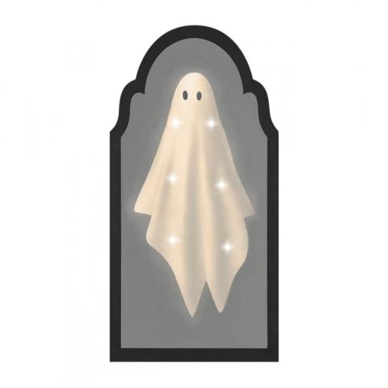 

Зеркало-призрак на Хэллоуин, жуткое зеркало-голограмма с призраком и скелетом, со светодиодной подсветкой для украшения дома и спальни на Хэллоуин S White Light.