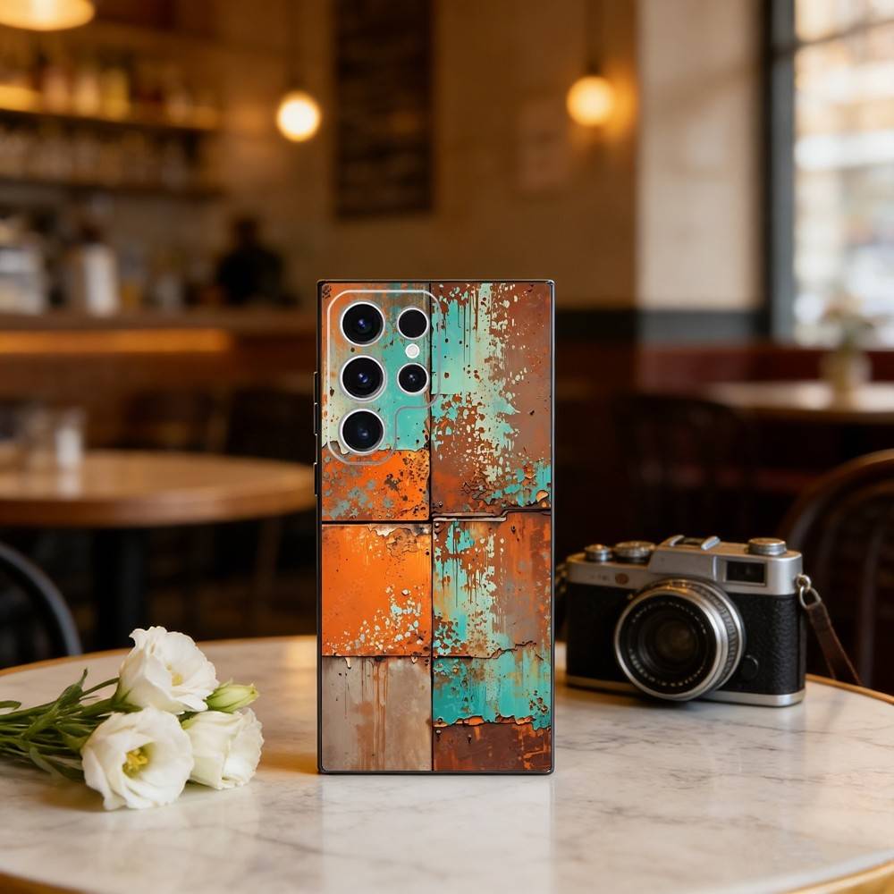 R-Retro Industrial Style Rusty Phone Case For Samsung S25,S24,S23,S22,S21,S20,Plus,Fe,Lite,Others Black Cover