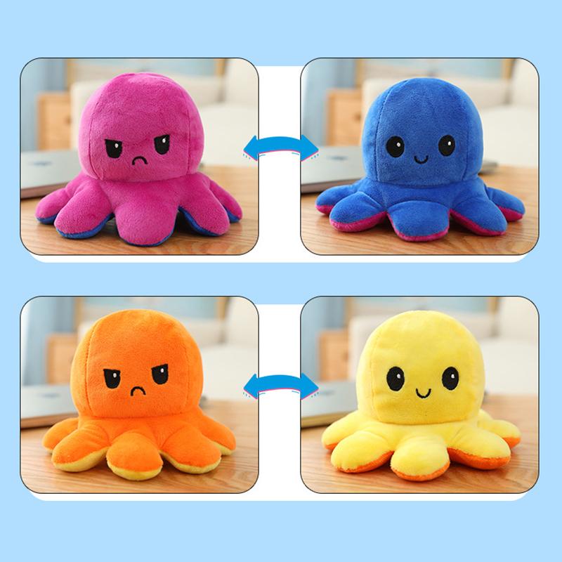Mood Octopus Reversible Plush Toy Soft Stuffed Simulation Octopus Doll Cute Stuffed Toy Baby Gift