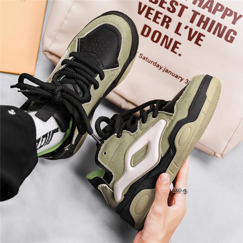 Fashion Harajuku Style Fashion Blue Platform Sneakers for Men Comfortable Flat Sneakers Casual Men Lace-up Hip-hop Sneakers Basket Homme