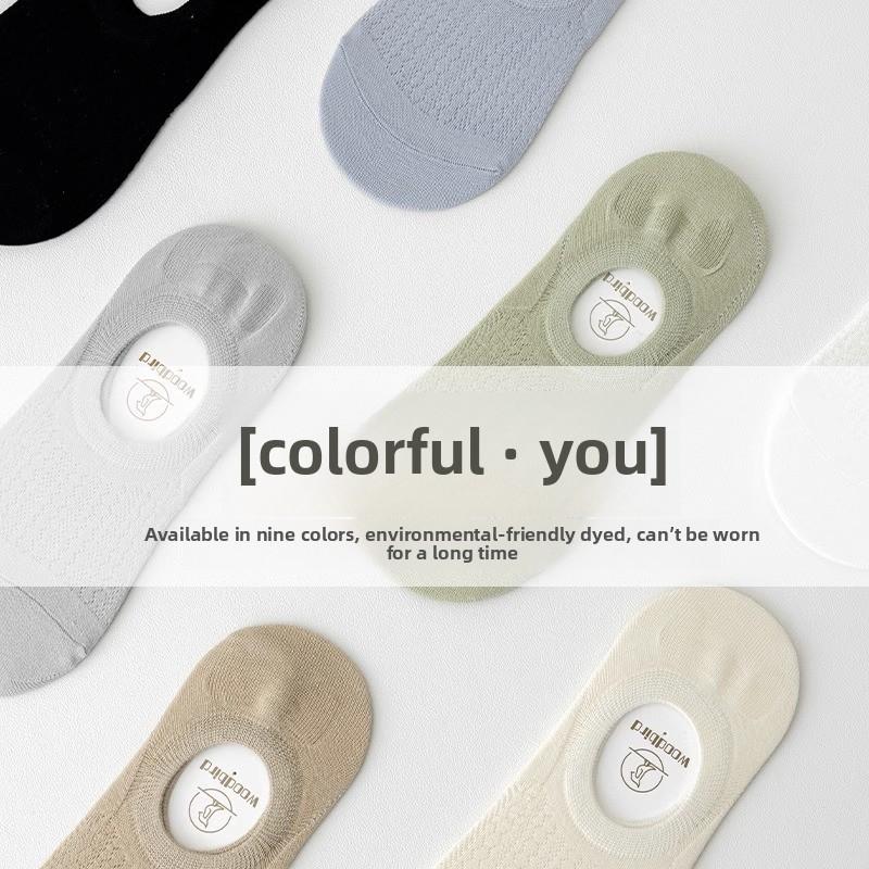 5 Pairs Socks Women Spring and Summer Thin Boat Socks Non-slip with Invisible Socks Absorbent Breathable Shallow Mouth Socks