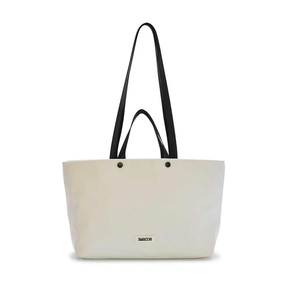 Barcos Nylon 2-Way Handbag, Shoulder Bag, Tote Bag with Center Divider, Ivory