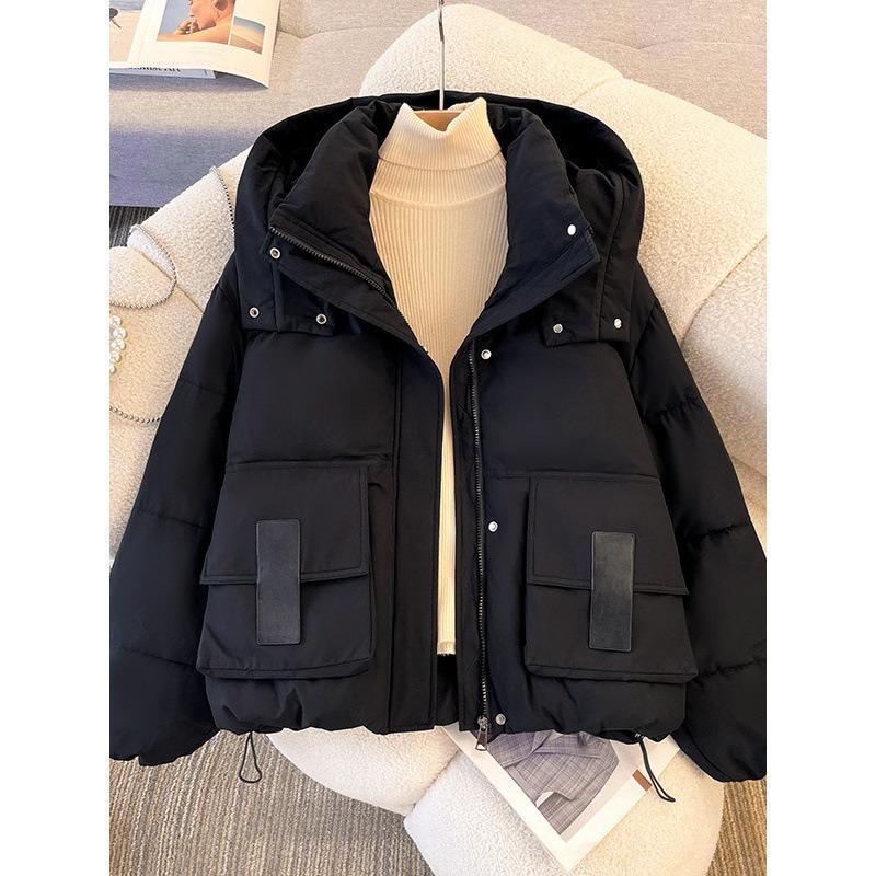 Short fluffy cotton clothes women's winter small men's new loose big pockets short bread clothes jacket