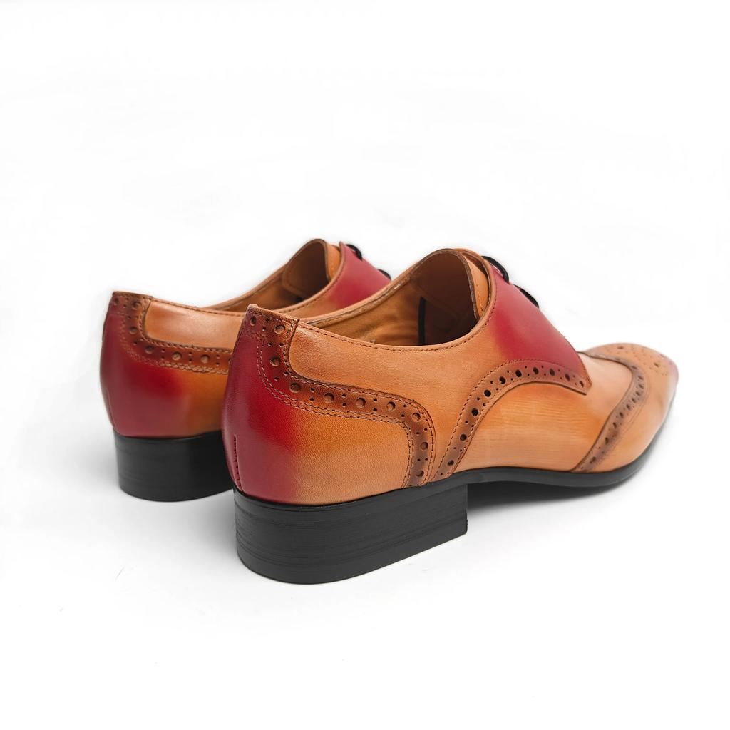 Fashion Wedding Party Leather Shoes For Men Top Layer Cowhide Upper Handmade Business Casual Office Nice Mixed Color Derby Shoes Leather