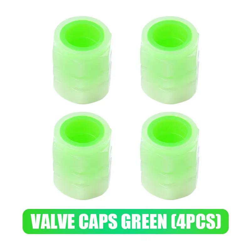 Luminous Car Tire Valve Cap Fluorescent Night Glowing Tire Decor Motorcycle Electric Bicycle Hub Valve Caps Car Accessories Valve Stems 1