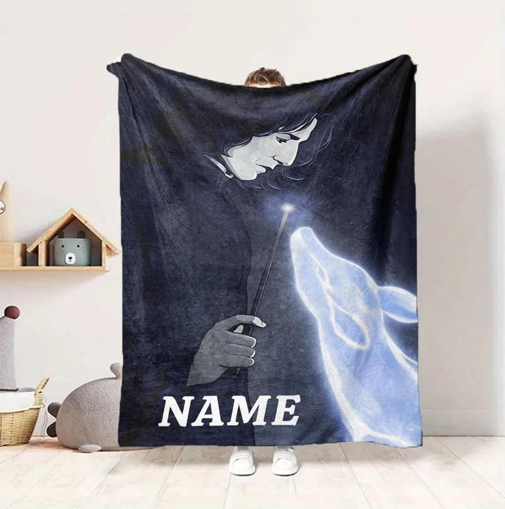 Custom Name Wolf Flannel Blanket Throw Blanket Soft Warm Sofa Bed Home Decor Unique Gift