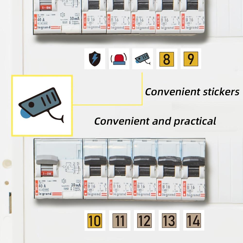 70pcs/Set Electrical Panel Label Stickers | White Power Distribution Box Electrical Screen Panel Circuit Breaker Reminder Stickers Convenient