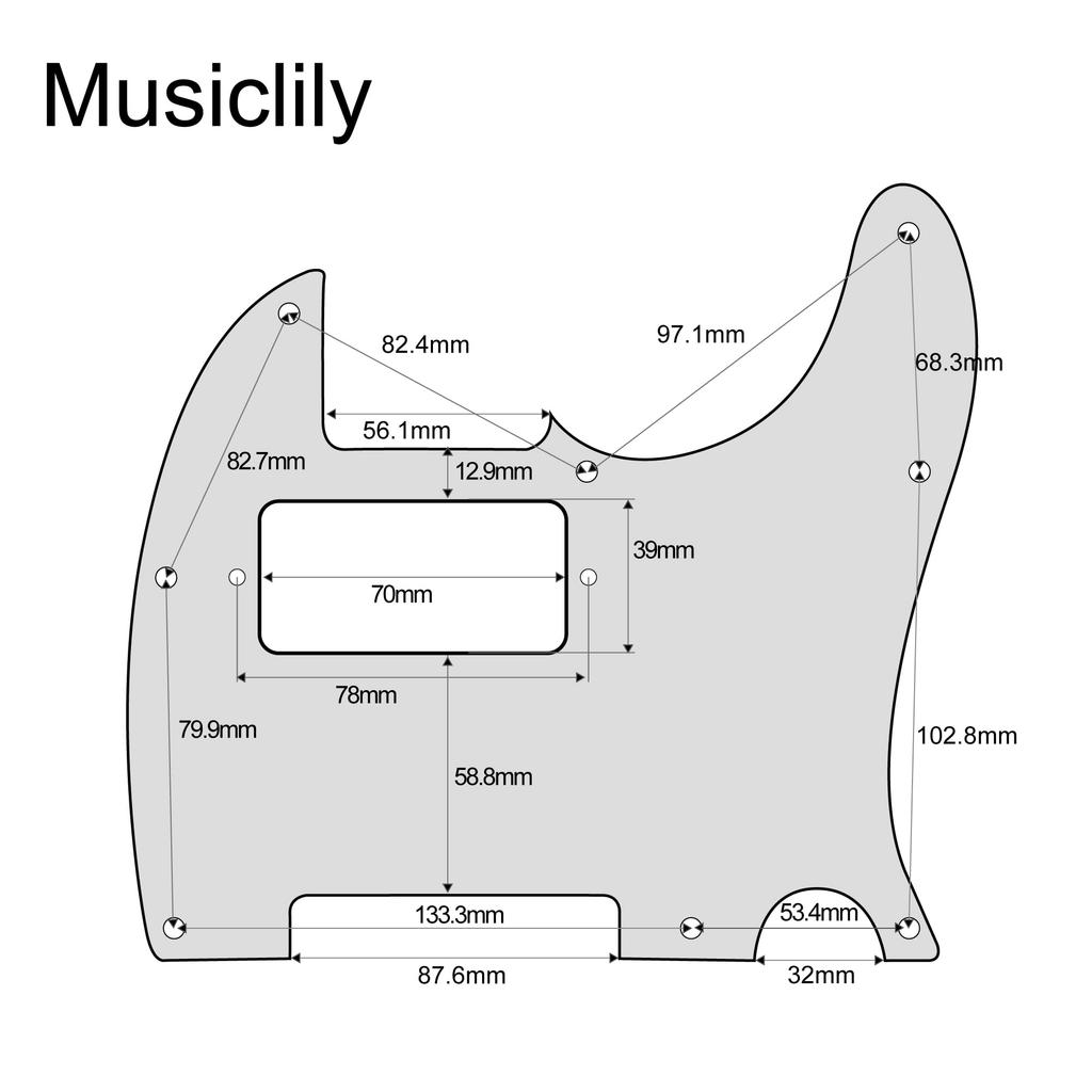 Musiclily TL Humbucker PU Telecaster Pickguard for Fender USA/Mexico Standard Tele Electric Guitars, 1-Piece Black