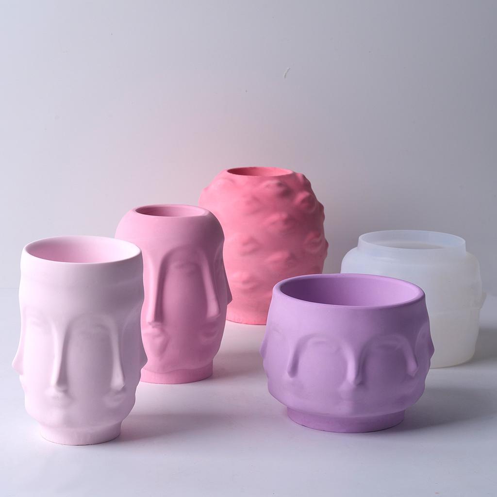 Creativity Human Face Candle Jar Silicone Mold DIY Lips Storage Pen Holder Crafts Making Plaster Resin Flowerpot Casting Molds