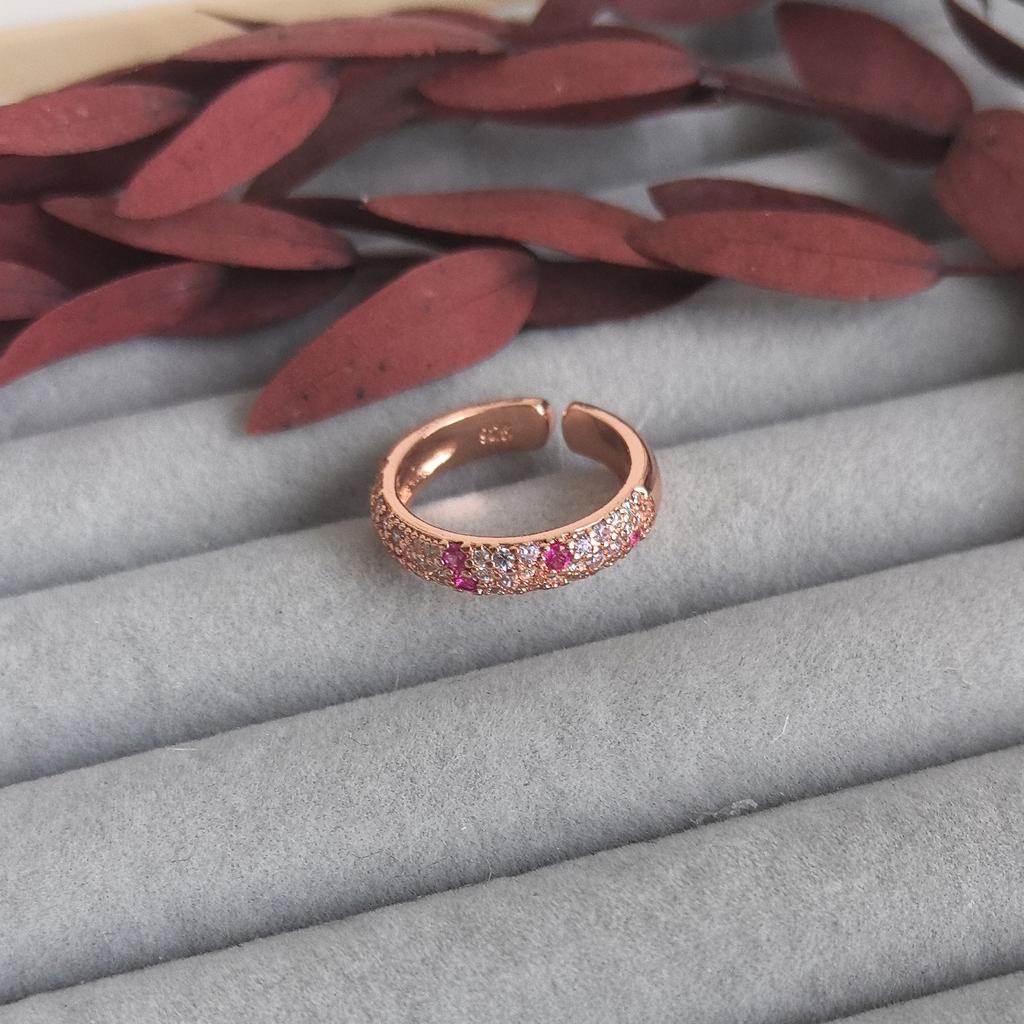 Opening Ring Elegant Rose Pink Shining Dazzling Stackable Women's Jewelry Gift