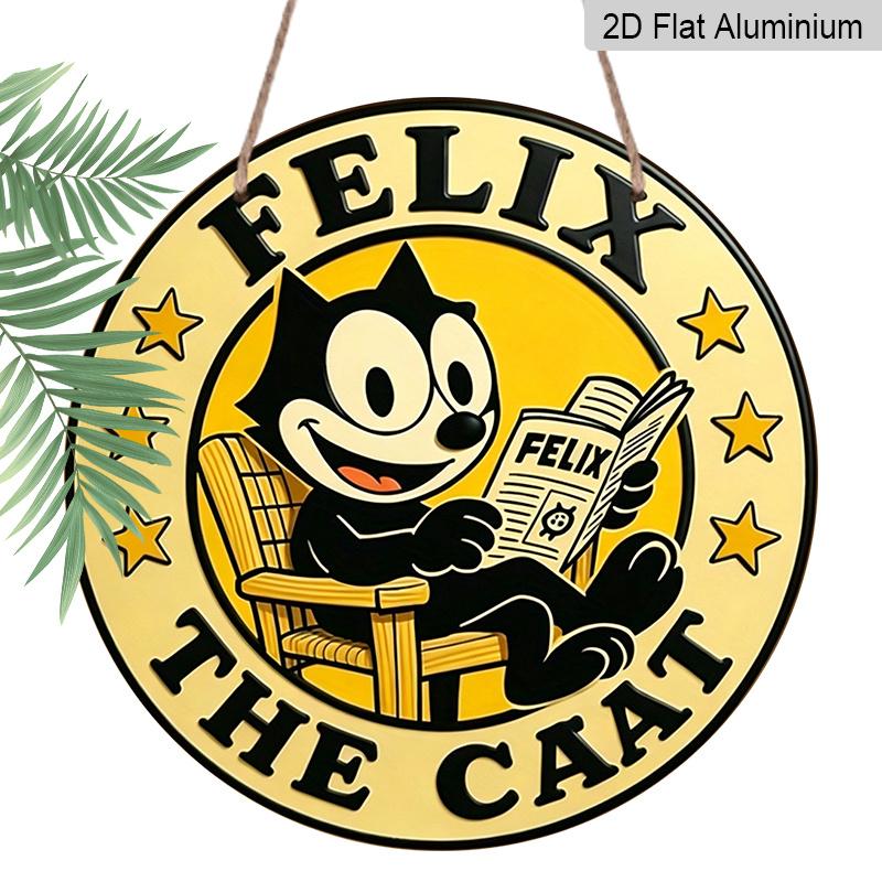 

2D Flat, Retro-style Round Aluminum Wall Hanging, Available in Various Sizes, Featuring A Humorous Cat Design. Suitable for Cafes, Living Rooms 20*20cm