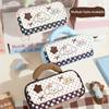 Handheld Embroidered Puppy Pencil Case Large Capacity Stationery Pouch Cartoon Pen Bag  Cosmetic