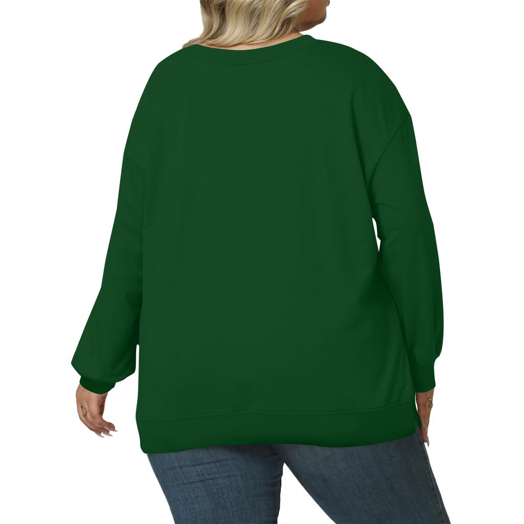 Women's Fashionable Casual Plus-Size Long Sleeve Pullover Printed Sweatshirt