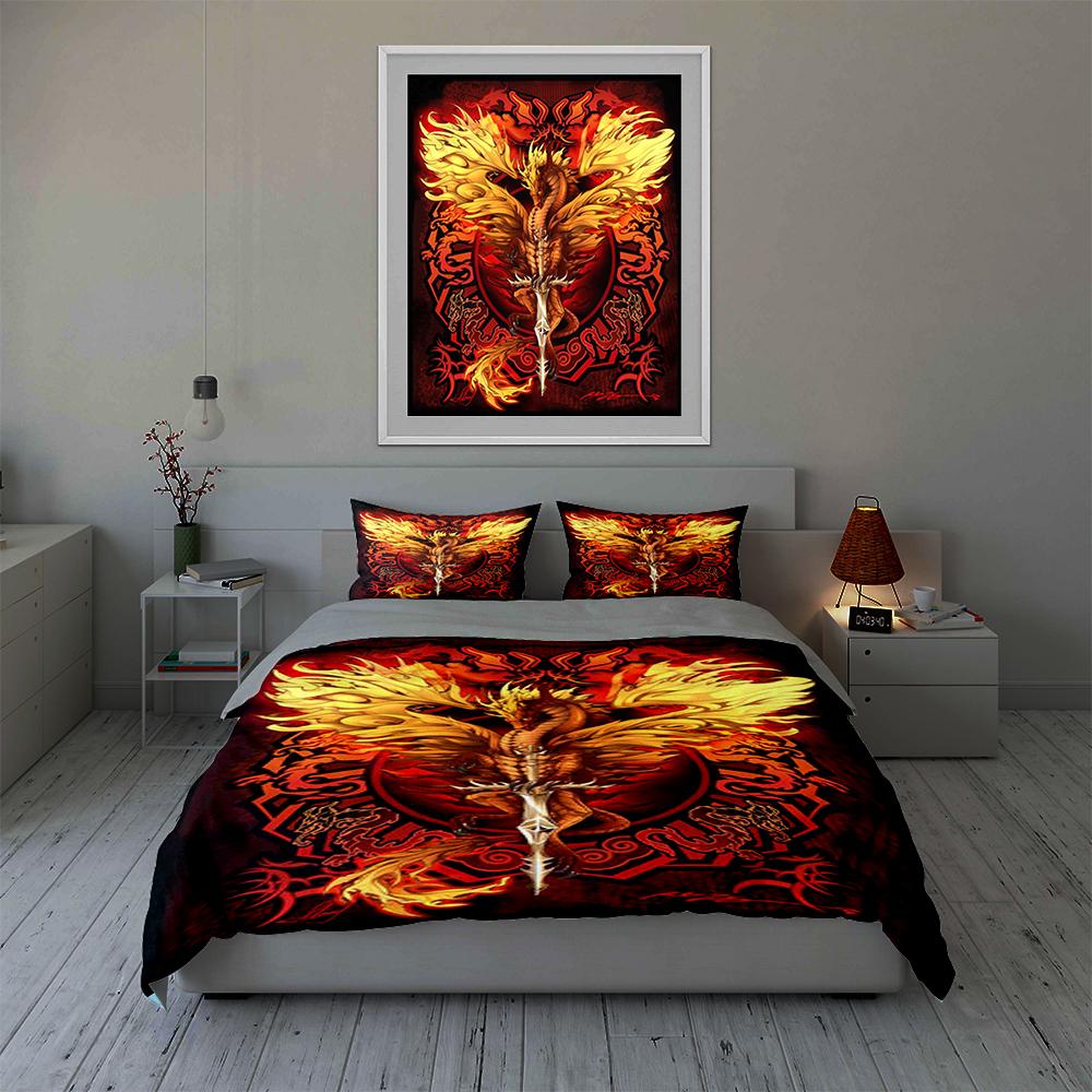 Fiery Dragon Design. Bedding Duvet Cover Sets Duvet Covers Pillowcases Gifts (1 * Duvet Cover 2 * Pillowcases, Without Duvet Insert)