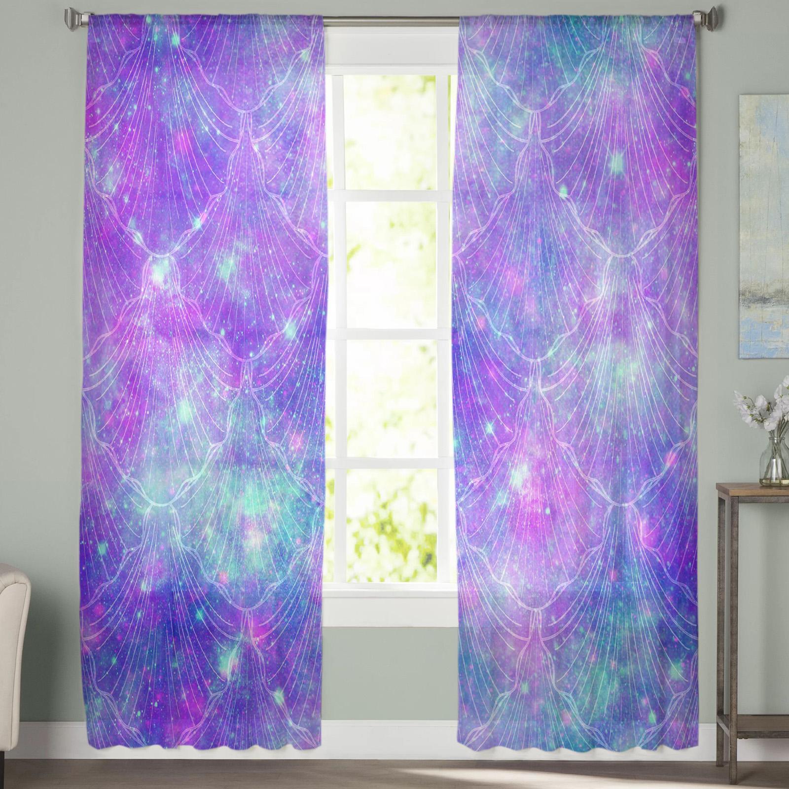 Роскошные прозрачные шторы Ракушка русалки Галактика Мечта Кухня Спальня Гостиная Тюлевые — фото 4