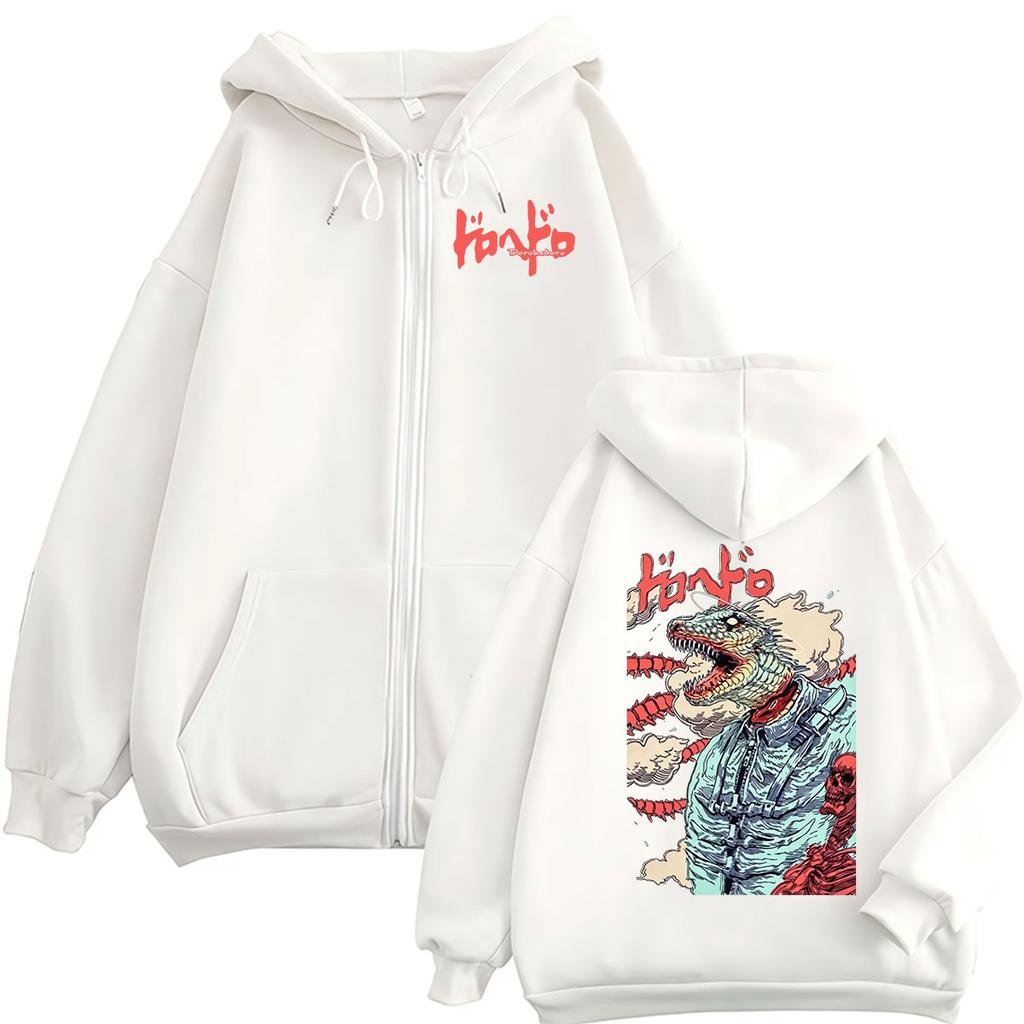 Japońska Anime Dorohedoro Kaiman Bluza z Kapturem na Zamek Męska Damska Vintage Długi Rękaw Modna Oversize Kurtka Bluzy Y2K Streetwear