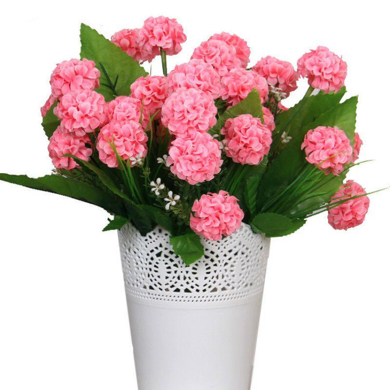 Silk Flowers 8 Heads Artificial Hydrangea Bouquet For Bridal Arrangements**