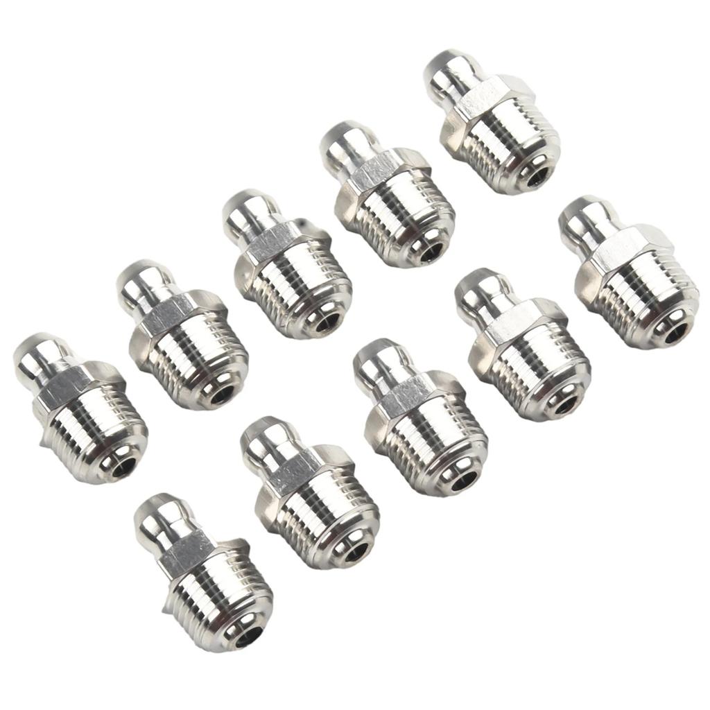 Industrial Strength Stainless Steel Grease Fitting M10 x 1mm Thread 10Pcs Suitable For Various Mechanical Equipment