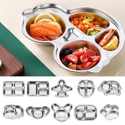 304 Stainless Steel Divided Dinning Plate Cartoon Animal Shape Child Feeding Plate  Restroom