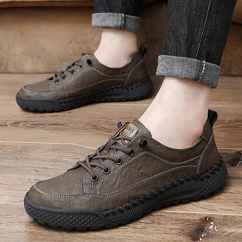 

Новая мужская резиновая обувь ручной работы Дышащая обувь для ходьбы Обувь для улицы Износостойкие мужские кроссовки для треккинга и охоты 38 хаки