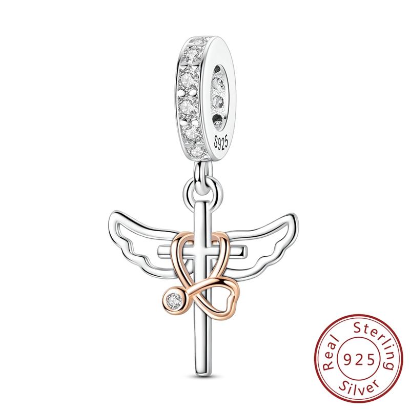 Original Copper Charms Bead Rose Heart Wings Bowknot Charm For Bracelet Pendant Women Girl Fine Diy Jewelry Gift