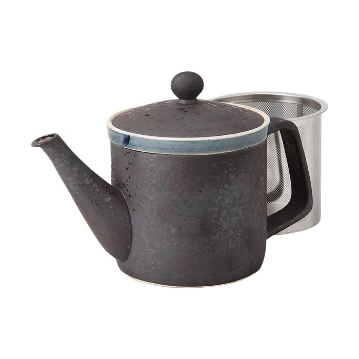 This Lightweight, Thin Black Porcelain Teapot, 8.5cm In Diameter and 350ml In Capacity, Includes a Super-stainless Steel Strainer with a Fine Mesh