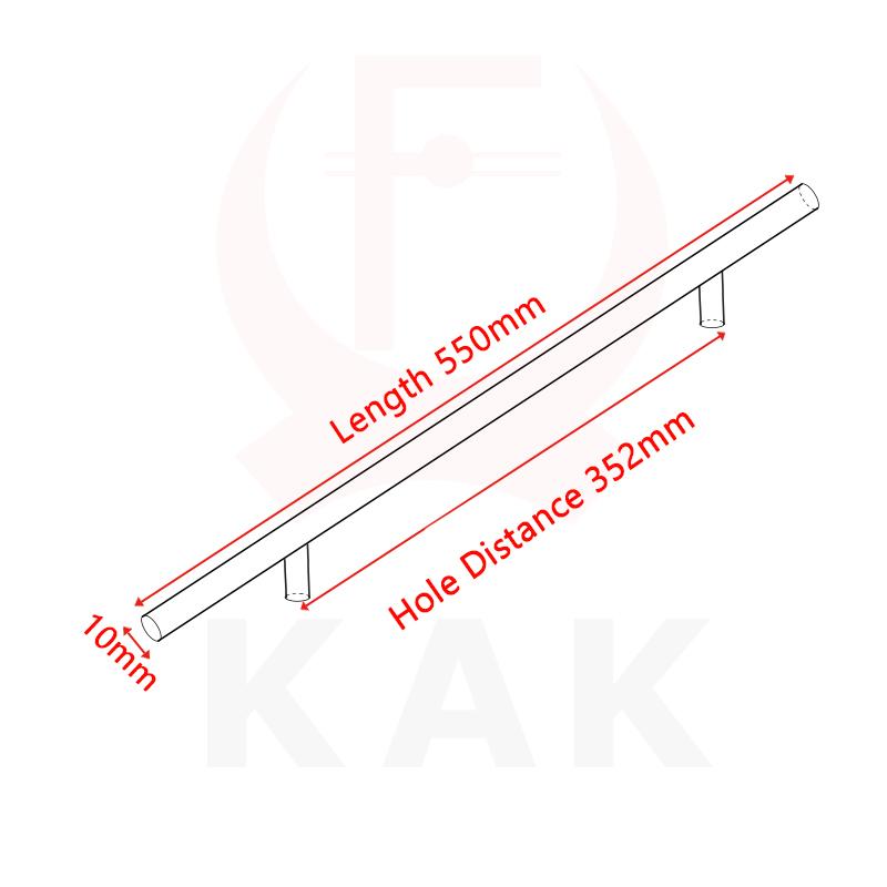 KAK 2" ~ 20'' Gold Küchenschrank T-Stange Gerader Griff Knöpfe Schrankgriff Durchmesser 10mm Edelstahlgriffe Möbelgriff
