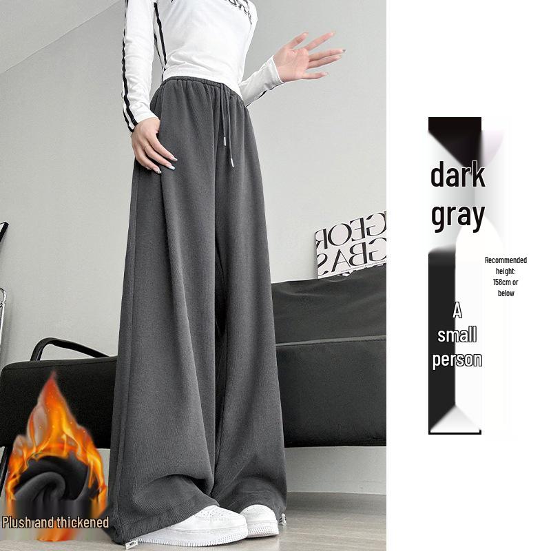 Women's 2024 Winter Fleece-Lined American Style Sweatpants - Slimming Loose Fit, Straight & Wide Leg Joggers