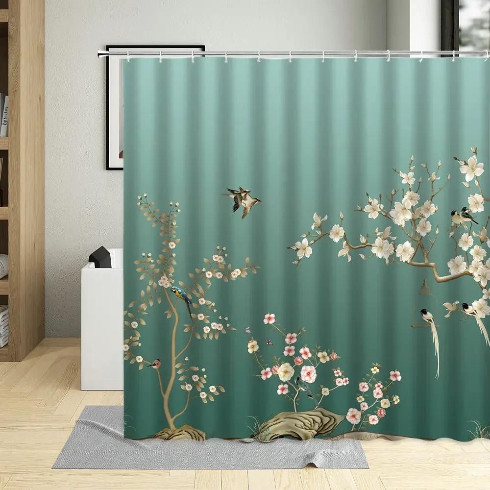 

Vintage Shower Curtain For Bathroom, Beautiful Flower, Cherry Blossom Tree, Polyester Fabric, Bathtub, Home Decor Screens W60H190(CM)-1 Pcs