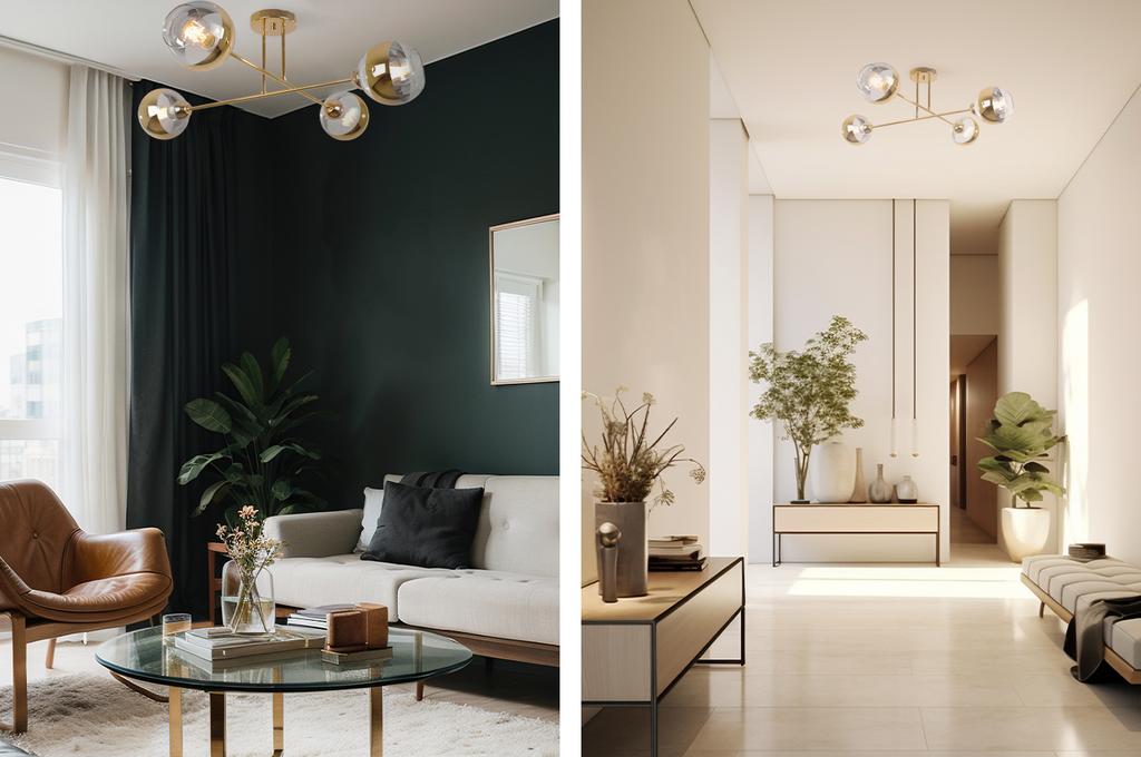 Asturia Gold Ceiling Lamp 4-Flat Golden Lamp E27
