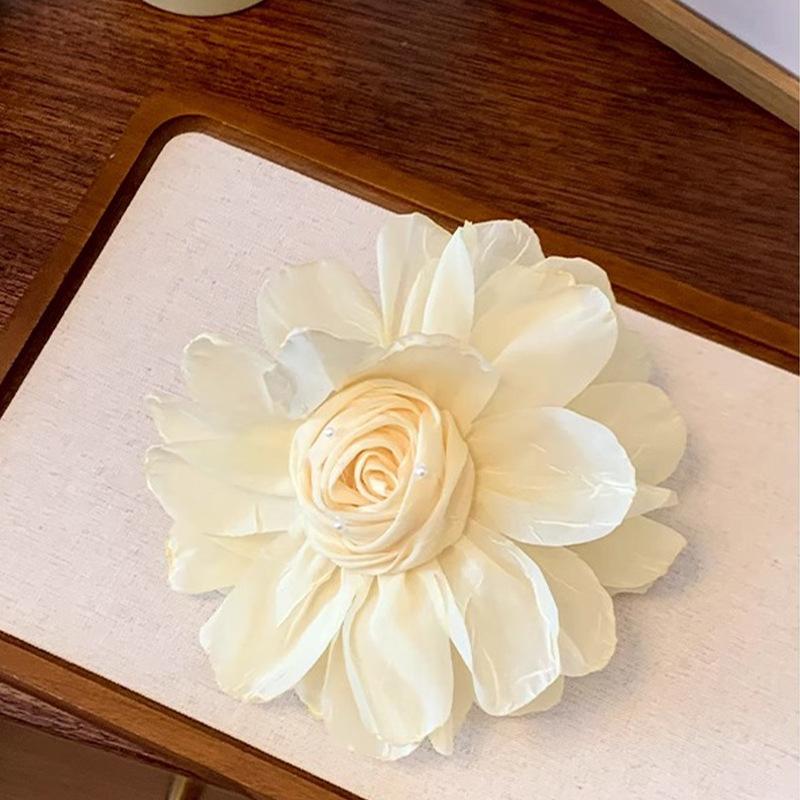 Jianhua Light Pink Atmosphere Chiffon Flower Grab Clip Large Super Fairy Plate Hair Shark Tender Accessory