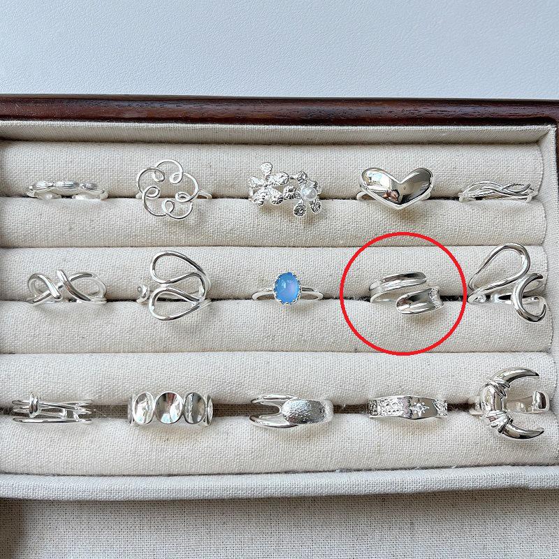 Koreanischer 925 Sterlingsilber Geometrischer Ring: Nicht verblassend, vielseitig, verstellbar, glänzendes Finish für Frauen.