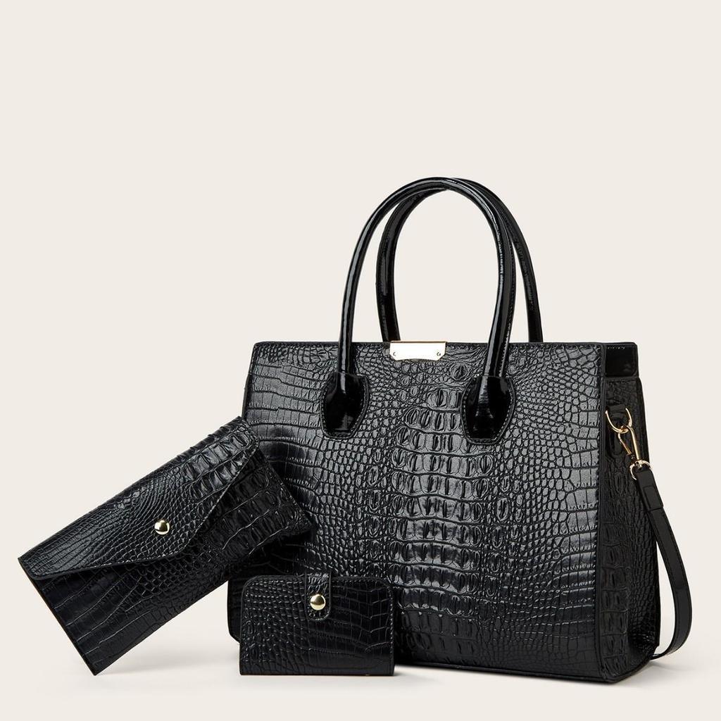 2025 Stor Kapacitet Krokodilmönster Axel- & Crossbody Tote Bag: Europeisk-amerikansk tredelad uppsättning