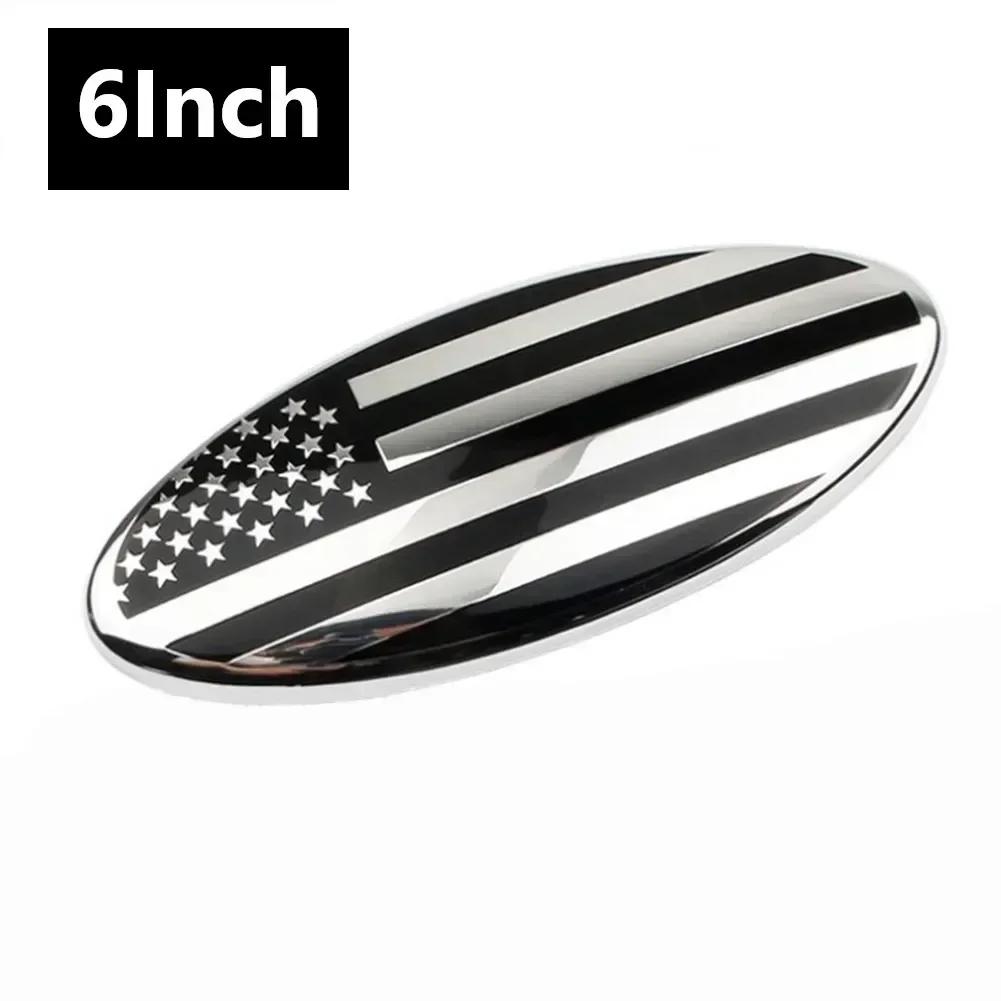 6 Inch For Ford F150 F350 Front Grille Rear Door US Flag badge with oval emblem black silver high quality car decoration accessories серебряный