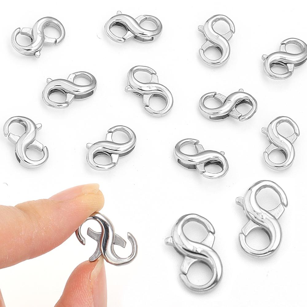 1 st Kreeftsluiting Roestvrij Staal 8 Vorm Dubbele Opening Ketting Armbanden Connector Verlengstuk Sluitingen Voor Doe-het-zelf Sieraden Maken