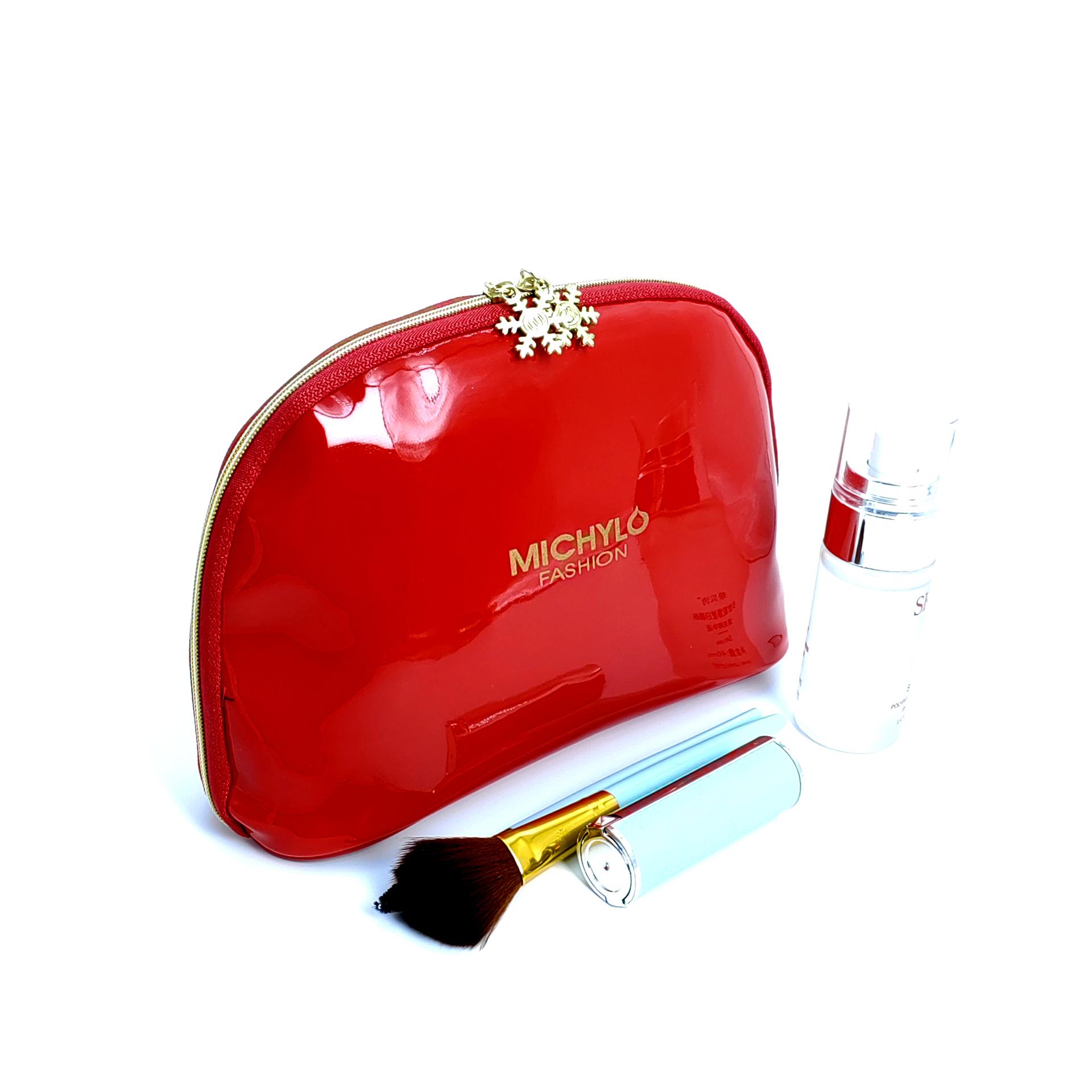 

Элегантный набор из зеркальной кожи и косметички: Три размера для путешествий и свадебных нужд