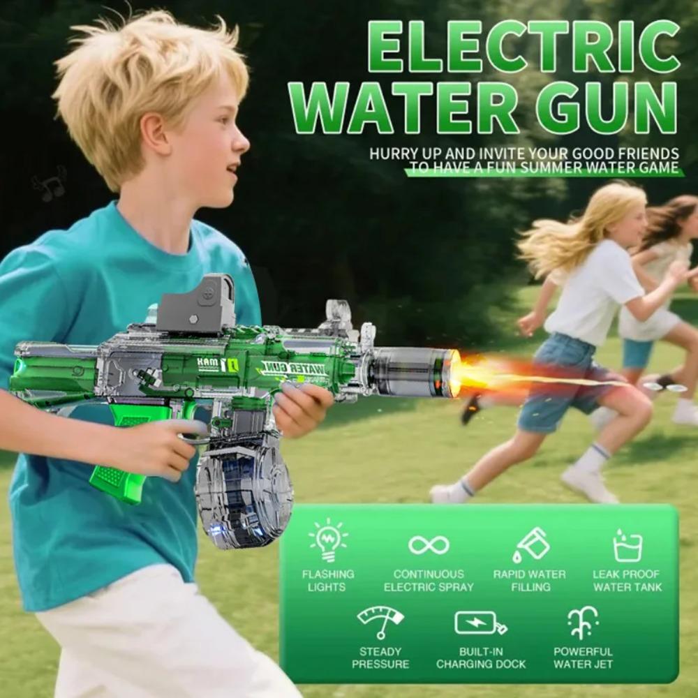 Electric Water Gun With Realistic Gun Muzzle Flame Toy Full Automatic Shoot Outdoor Game For Children Boys Girl Adults Gift
