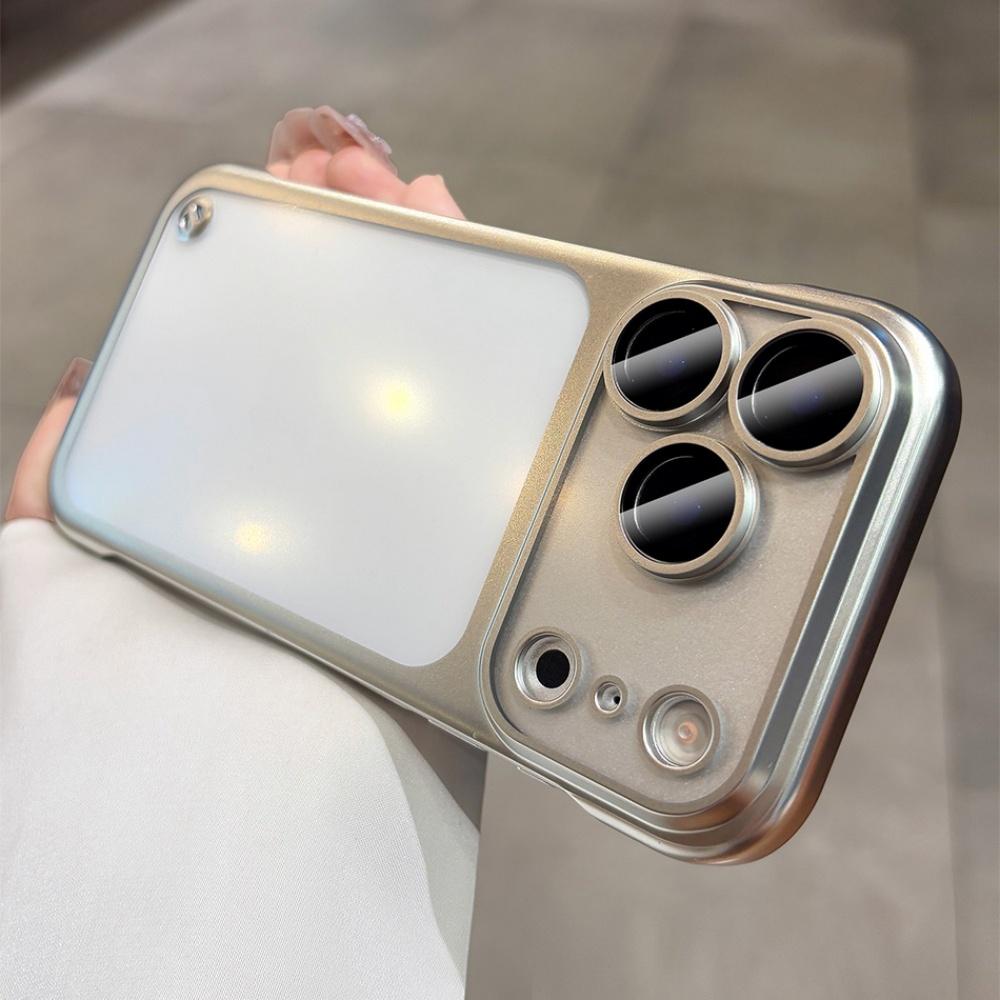 Borderless Phone Case for iPhone 17 15 14 13 Pro Max Matte Plating Frameless Large Window Funda for iPhone Air 17 16 Pro