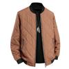 Mens Plus Size Winter Padded Jacket Fleece Lined Stand Collar Baseball Coat Warm Solid Color Cotton Outwear
